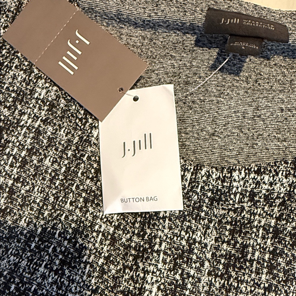 J. Jill‎ Wearever Collection Women Cardigan L Black White Hook & Eye Closure NWT - Picture 7 of 10